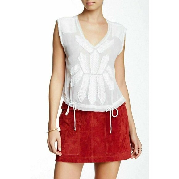 Free People Tops - Free People Womens White pennies Sheer Storyteller